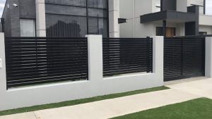 Custom Horizontal Slat Automated Driveway Gate & Fence by Reliance Fencing Adelaide